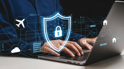 Cybersecurity protection for online travel booking and home automation systems on laptop device