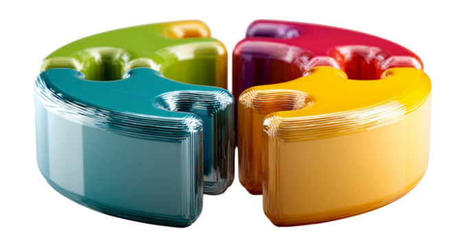 Colorful Abstract Pie Chart Segments with Shiny Finish