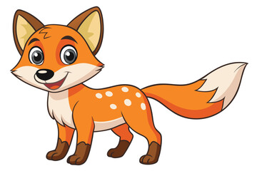 Cartoon Orange Fox on White Background Animated Animal