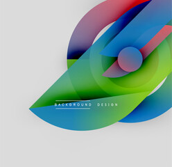 Abstract colorful shapes overlap. Gradient hues create dynamic visual effect. Modern design element for backgrounds, presentations.