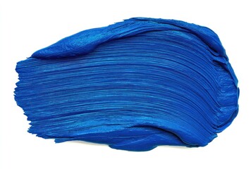 A vibrant, ultramarine-colored paint smear with visible brushstrokes isolated against a white background, creating a textured and artistic effect