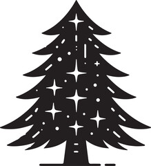 Minimalist Black and White christmas Tree silhouette