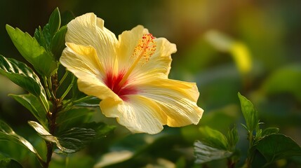 Fototapeta premium Forest Glow with Yellow Hibiscus