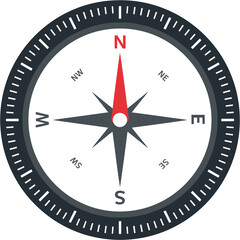 Modern Flat Design Compass Navigation Directional Instrument Location Guiding Icon