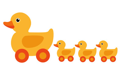 Duck Family Rolling Toy Illustration Graphic Design
