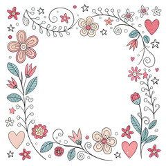 Floral vine border with hearts and stars image