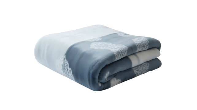 Cozy folded plush blanket with blue and gray geometric pattern for home comfort