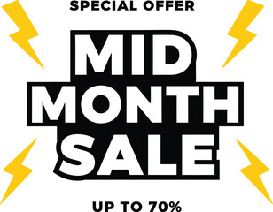 mid-month sale announcement with special offer and lightning bolts