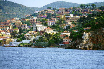 View from the sea of Porto Santo Stefano, Tuscany, Italy