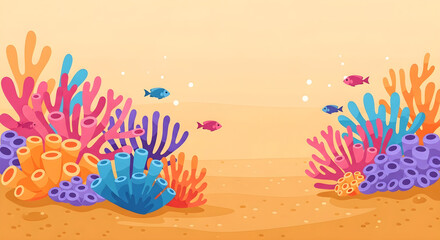 Vibrant Underwater Coral Reef Scene Colorful Corals and Fish