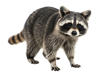 Fototapeta premium Realistic portrait of a curious raccoon Isolated on transparent background