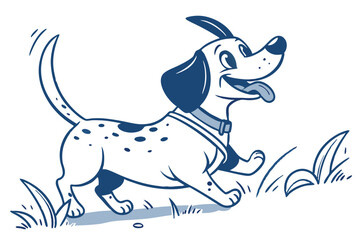 Cartoon Spotted Dog with Tongue Out Running, Fun Graphic, White Background