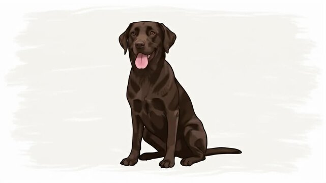 A stylized illustration of a brown dog sitting and looking to the right