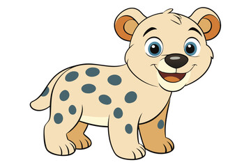 Cartoon Spotted Hyena Smiling Character on White Background