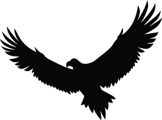 Flying eagle silhouette on transparent background