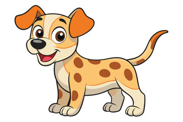 Cartoon Spotted Puppy with Joyful Expression on White