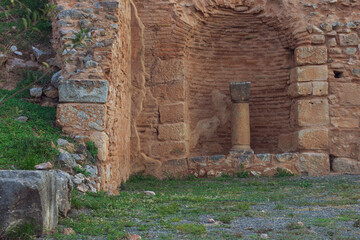 aged abandoned ruined building temple in Asian Middle East region ancient culture remains
