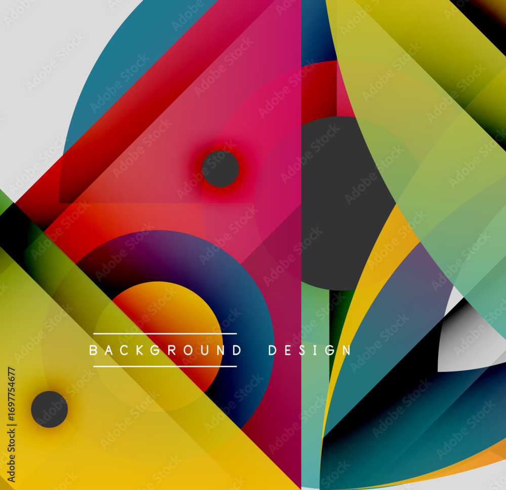 Aufkleber abstract geometric shapes overlap, creating vibrant colorful composition. modern design elements sug