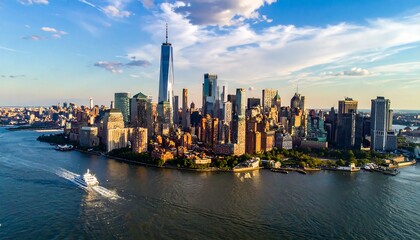 Fototapeta premium Aerial view of a bustling city skyline