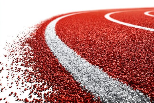 Red Running Track With Crumbling Effect