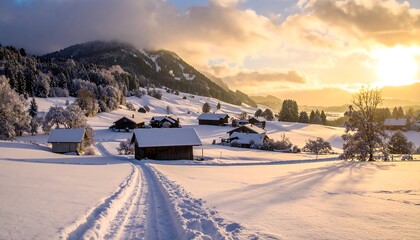 Winter wonderland landscape at sunset (1)