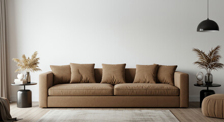 Living room interior with couch and decor