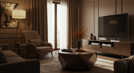 Living room interior with furniture and decor