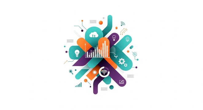 Abstract Data Visualization Unveiling Insights Through Dynamic Design and Innovative Graphic Representation of Complex Information, Enhancing Understanding and Decision-Making Processes