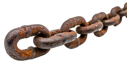 Obraz premium Rusty old chain isolated on white background