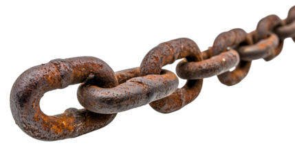 Rusty old chain isolated on white background