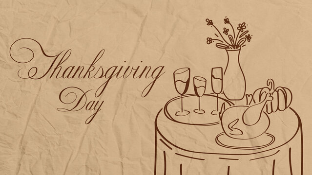Thanksgiving Day table setting with elegant decor and festive elements for celebration