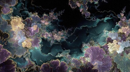 Abstract Colorful Cloudlike Shapes With Gold Glitter