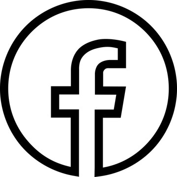 Facebook Black Social Media Logo Round Line Icon - SVG, Vector Outline Symbol