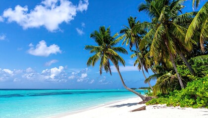 Obraz premium Palm trees on the beach on a tropical island 