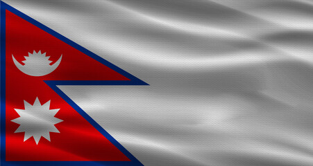 Nepal flag with fabric texture. Realistic flag of Nepal waving