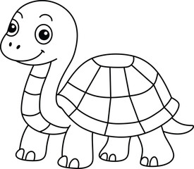 Happy Little Turtle Outline Drawing