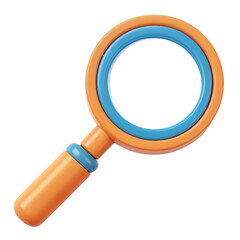3d cartoon style magnifying glass icon symbol for search discovery and exploration
