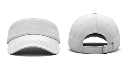 Fototapeta premium Blank White Visor Cap Mockup Front And Back Views.png