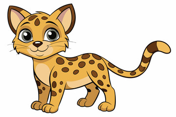 Cartoon Style Spotted Cat on White Background Design