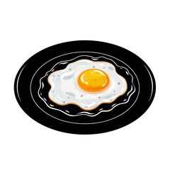 A single fried egg with a bright yellow yolk on a black plate