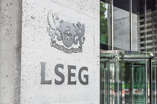 London Stock Exchange Group (LSEG) Headquarters Sign. London, UK, 10 August 2024