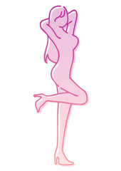 Sexy Woman Silhouette in Gradient Colors