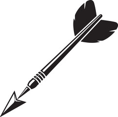 Black silhouette of a dart with fletching on a white background arrow projectile