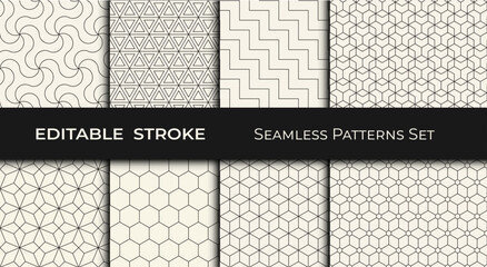 seamless geometric pattern collection, editable stroke 