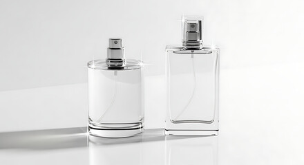 Naklejka premium Luxury Blank Perfume Bottle Mockup - Elegant Glass On White