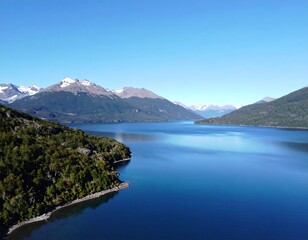 Scenic lake and mountains