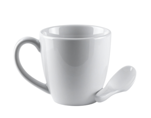 Minimalist White Espresso Cup and Spoon Design