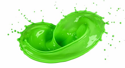 Vibrant Green Liquid Splash Abstract Art Background Texture