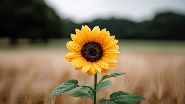 A realistic close-up of a pipistrelle hoverfly collecting pollen on a sunflower, macro shot, dark wings with light borders, blurred background of tall grasses - Powered by Adobe