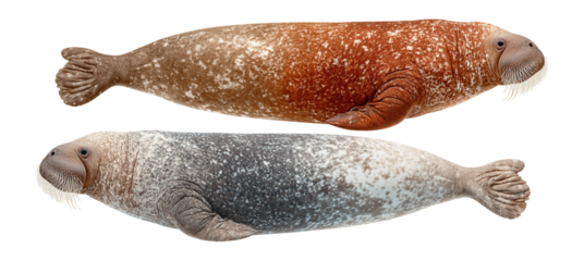 Realistic Illustrations of Two Unique Seal Species in Nature